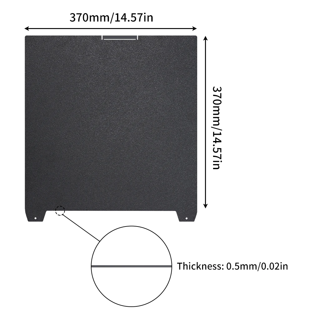 Für Creality K2 Plus Schwarze PEI-Mattierte Bauplatte 370 x 370 mm, hohe Festigkeit und Verschleißfestigkeit, einfache Modus-Stahlblech für K2