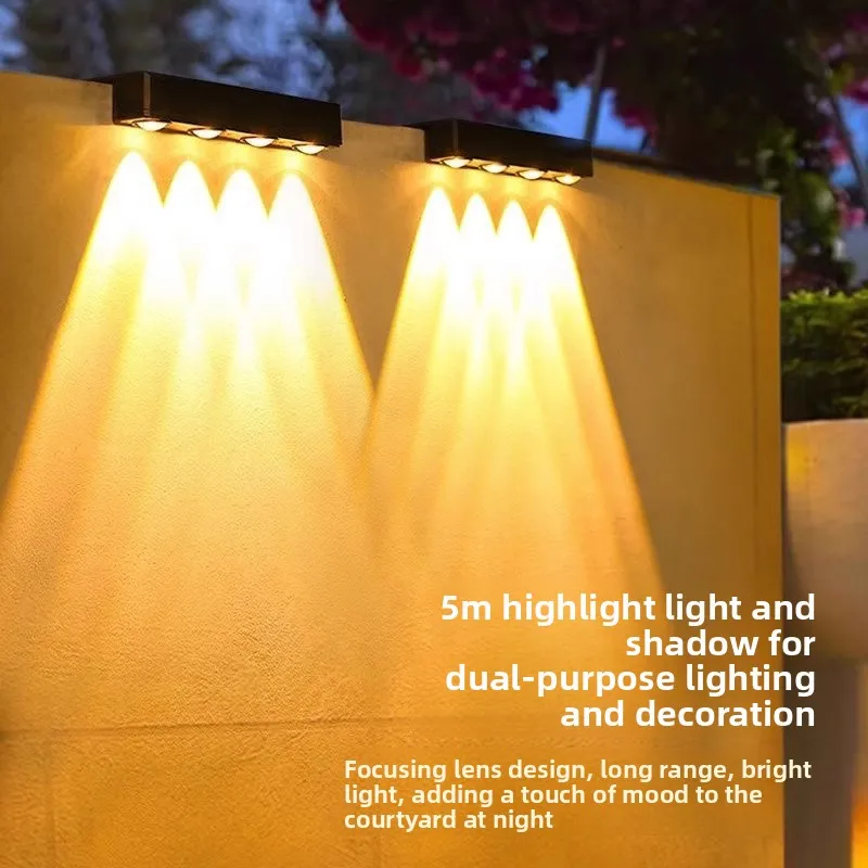 

Солнечный уличный настенный светильник для забора, водонепроницаемый светодиодный прожектор для сада, балкона и атмосферного освещения двора