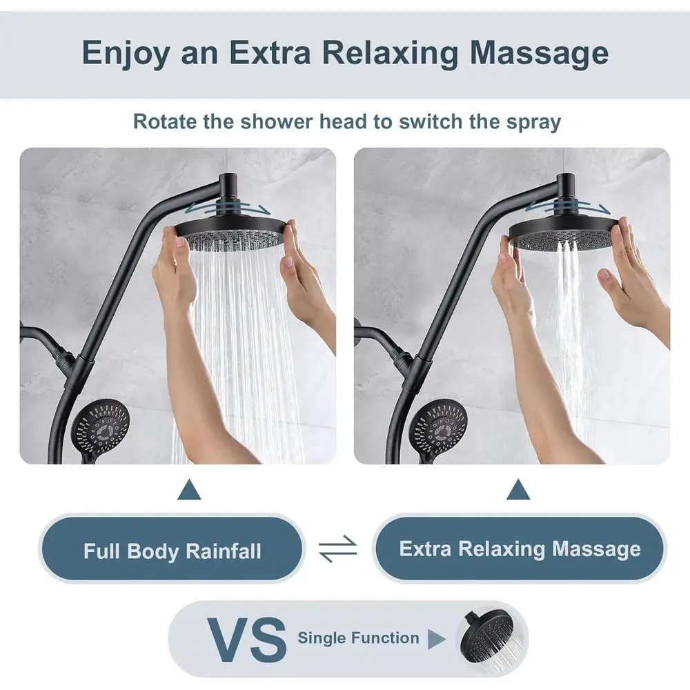 Oil Rubbed Bronze Shower Combo: High-Pressure Handheld & Adjustable Brass Column