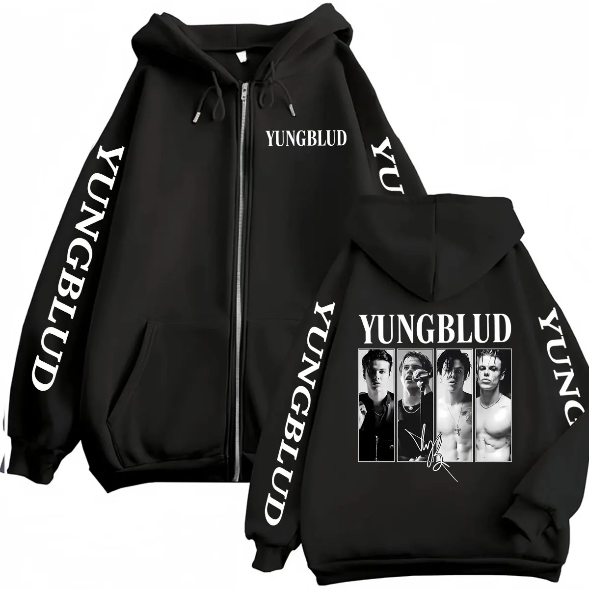Jaquetas e Moletons com Zíper Youngblud Idols The World Tour 2026 para Homens e Mulheres - Moda Hip Hop Vintage