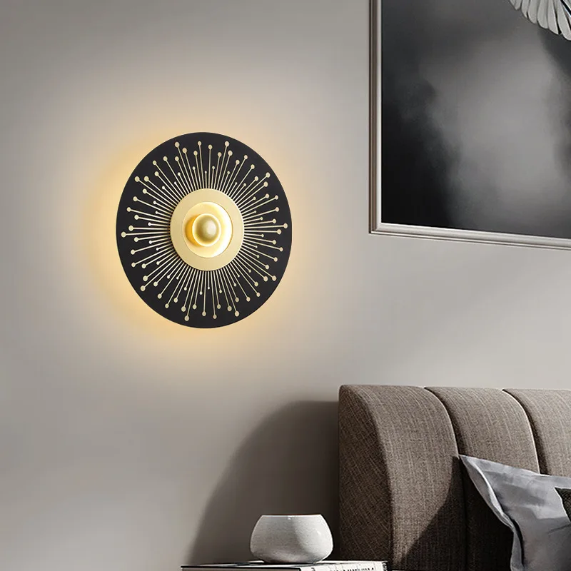 Nordic Rotundity Wrought Iron Wall Light Modern Acrylic LED Wall Sconces Living Room TV Background Bedside Hallway Entrance Lamp