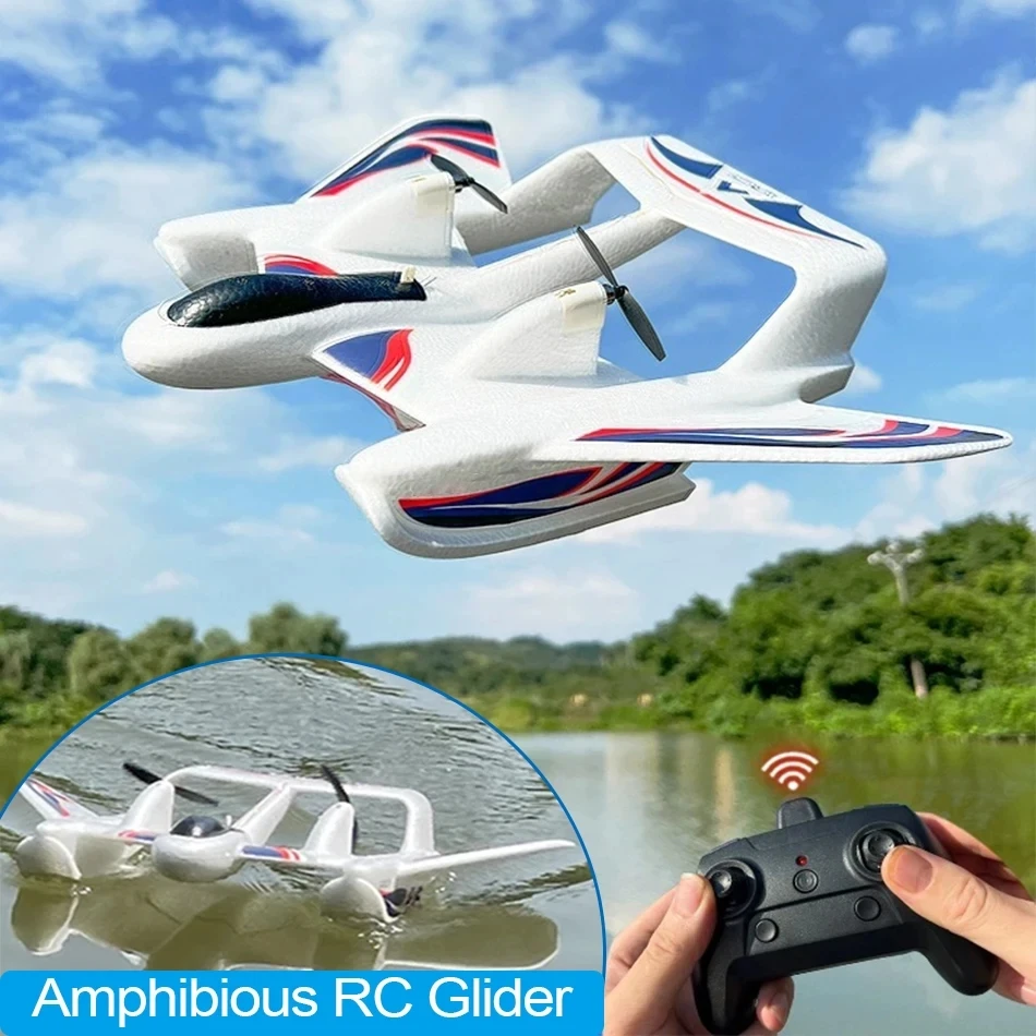 Amphibious YF-350 Waterproof 2.4G Radio EPP Foam Fixed-Wing Glider Aircraft RC Plane with LED Lights Plane Toys