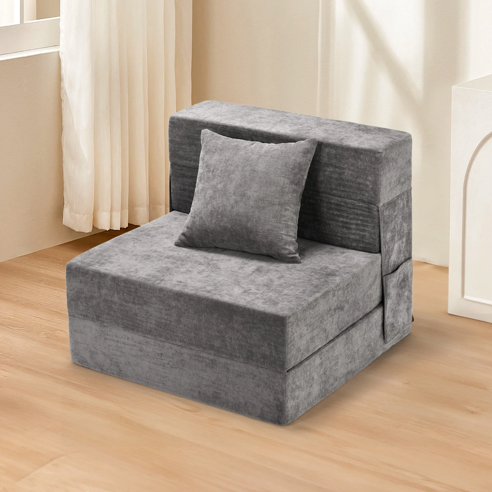 

Foldable Couch Bed Folding Sofa Bed Chair Folding Sofa Bed Memory Foam Fold Out Chair Bed Convertible Sofa Bed Chair Gray Single