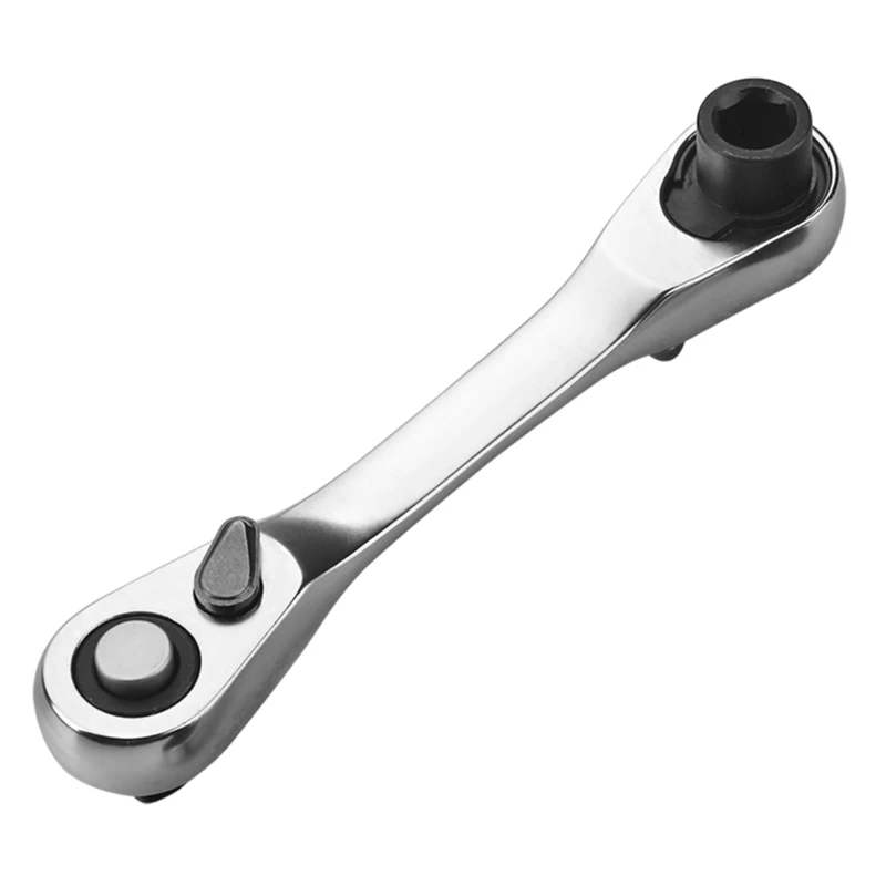 Double Headed Mini Ratchet Wrench 1/4 Inch Hexagonal Socket Ratchet Wrench 72-tooth Carbon Steel Screwdriver Bit Tool Automobile