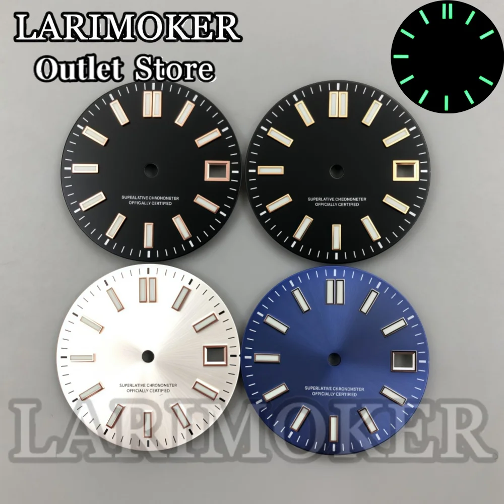 

LARIMOKER 29mm Black Bule White Sunburst dial fit NH35 movement Green Luminous Watch Accessories Watch dial