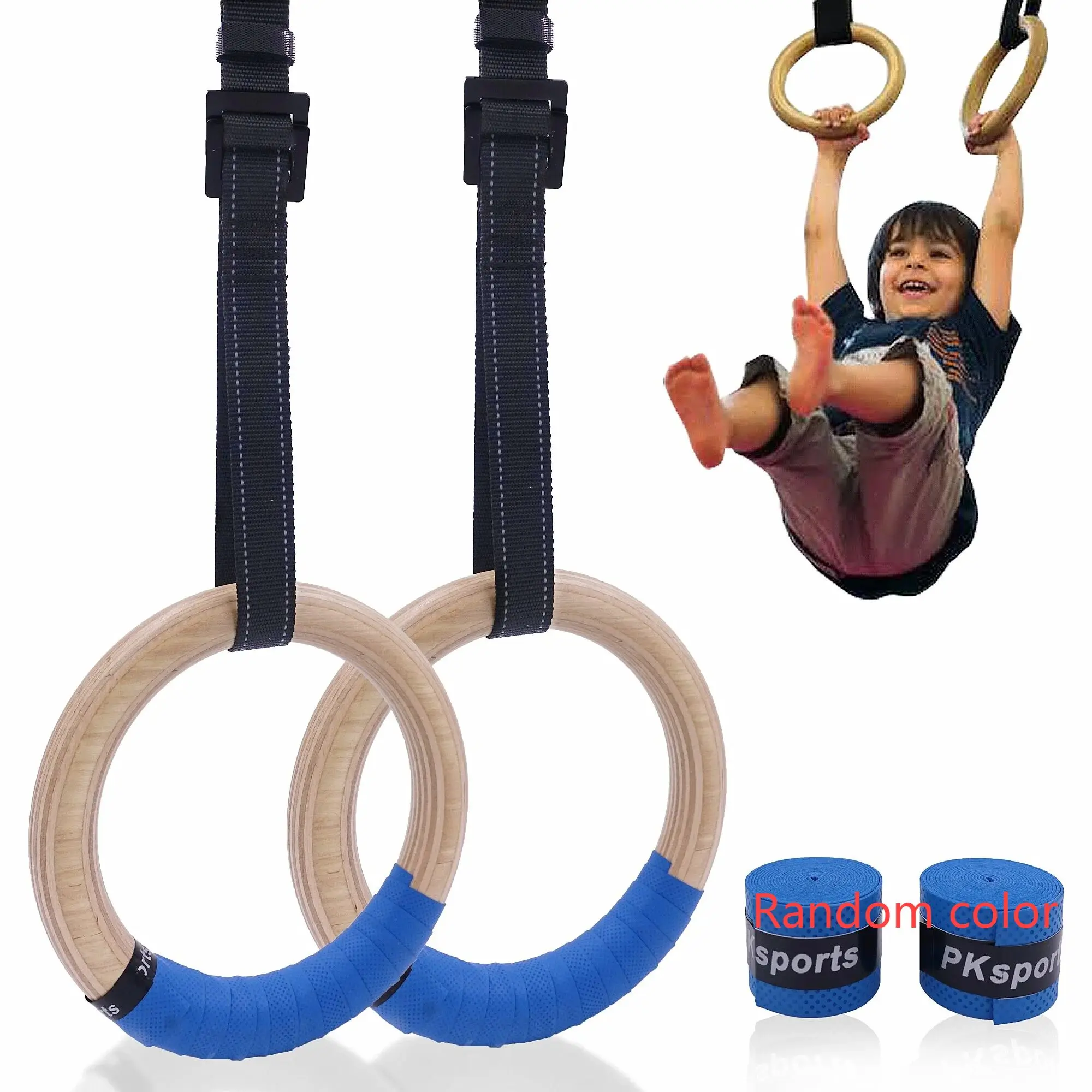 Anelli da ginnastica in legno per bambini anello da palestra da 25mm con cinghie regolabili fibbie Indoor Fitness Crossfit Home Playground Gym