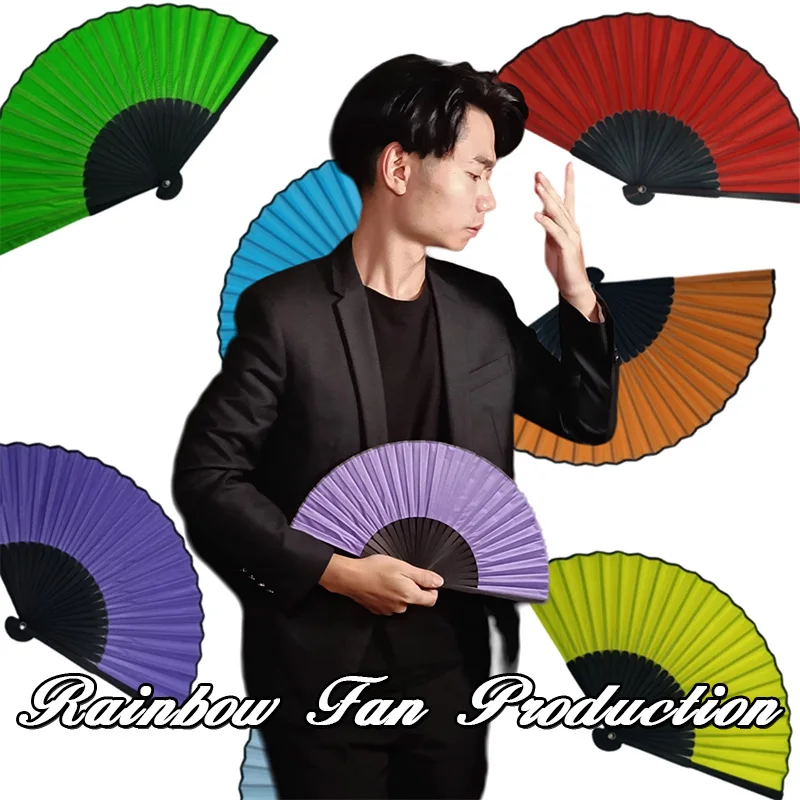 Rainbow Fan Production (Seven Times) Magic Tricks Auto Appearing Fan Seven Rainbow Color Stage Illusions Gimmicks Mentalism Prop