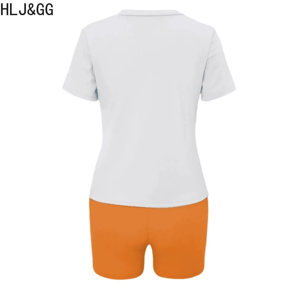 Fato de treino com letras HLJ e GG, roupas esportivas casuais, shorts monocromáticos, conjuntos correspondentes, primavera, verão, moda Y2K, 2