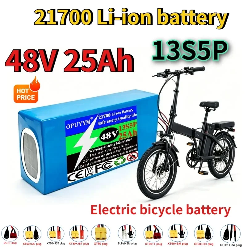 Original 48V 25Ah 21700 13S5P High Capacity Lithium Battery Pack 1000W with BMS for Balance Car, Bike, Scooter, Tricycle