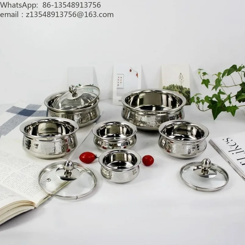 Stainless steel flat-rimmed round tableware, double-layer rolled edge, for household and commercial dining and drinking utensils