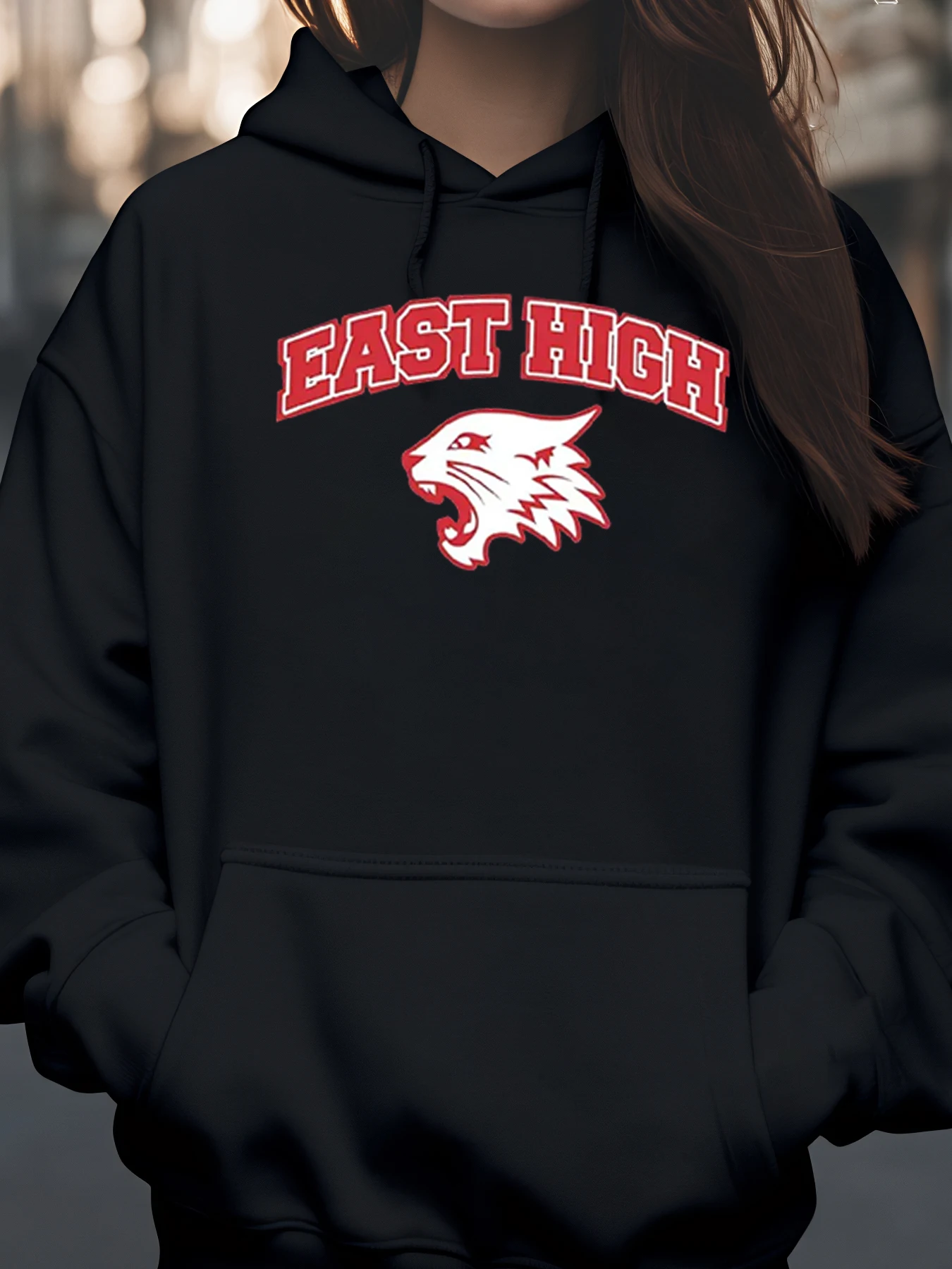 

Толстовка с принтом головы волка East High, одежда для школьников