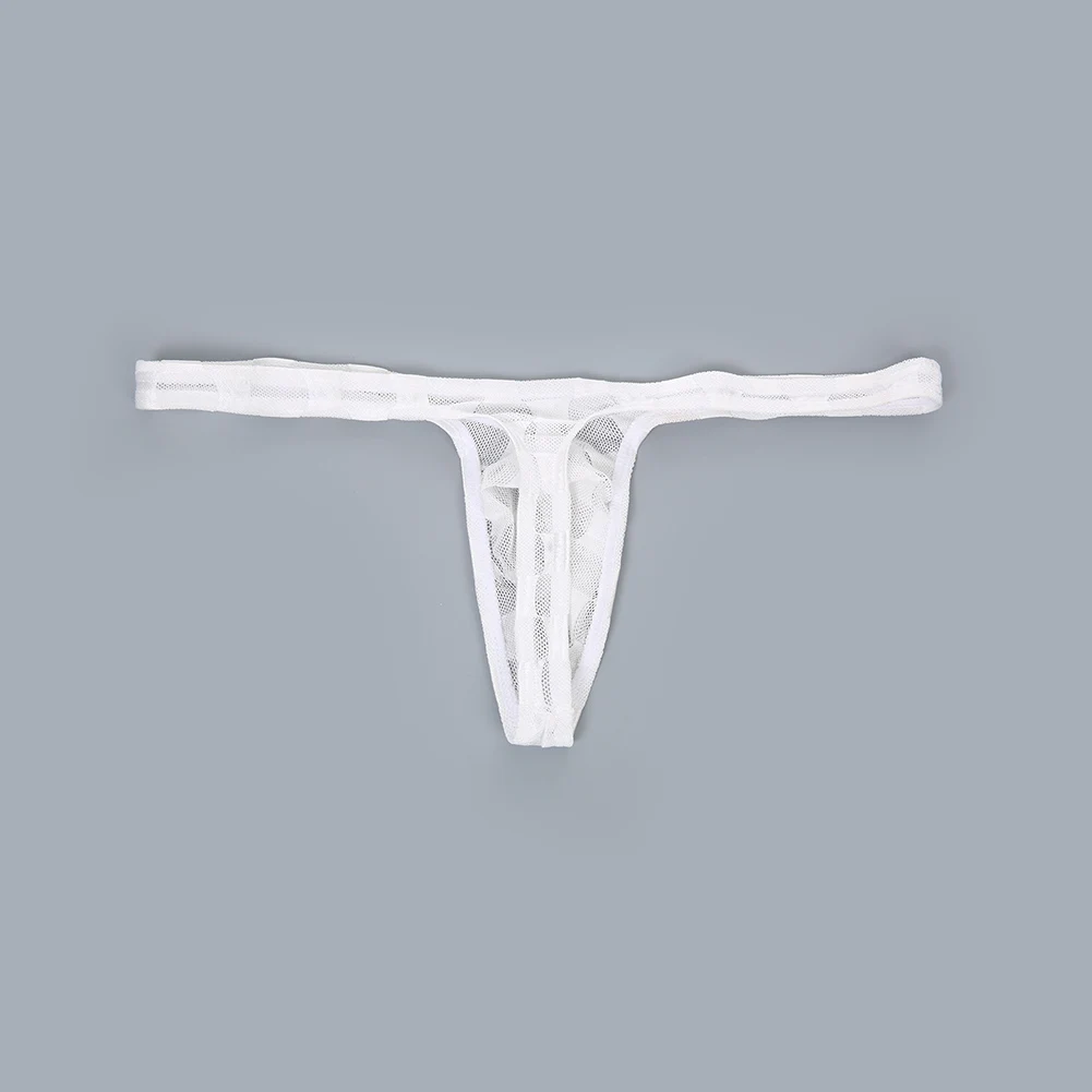 الرجال منقوشة ملخصات الملابس الداخلية سيور رقيقة جدا الملابس الداخلية تنفس انظر من خلال السروال منخفضة الارتفاع T-الظهر G-سلاسل الحقيبة سراويل #3