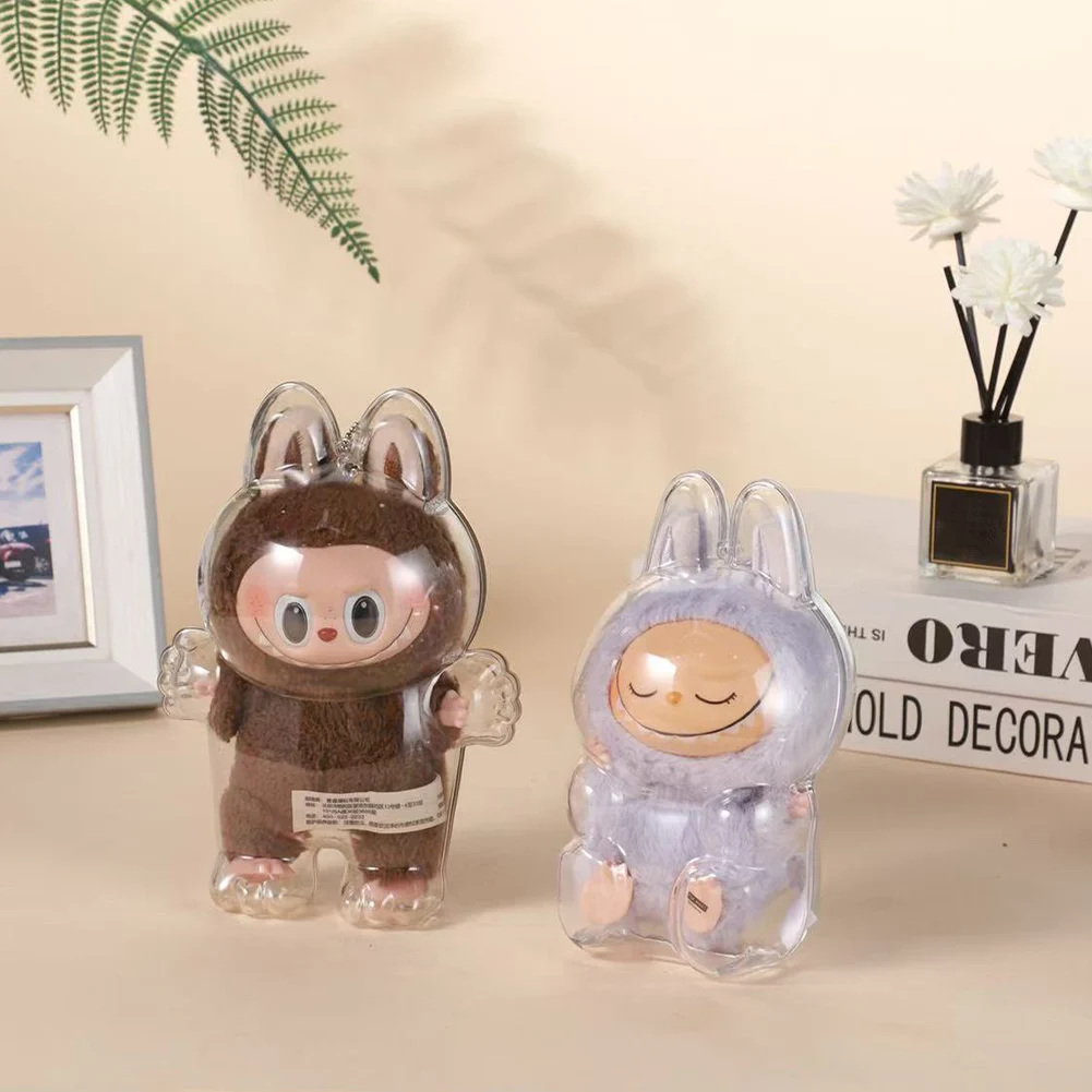 1/2pcs Protective Cover for V1 V2 Labubu Kawaii Elf Doll Transparent Storage Bag Dustproof Hanging Plush Doll Toy Display Box