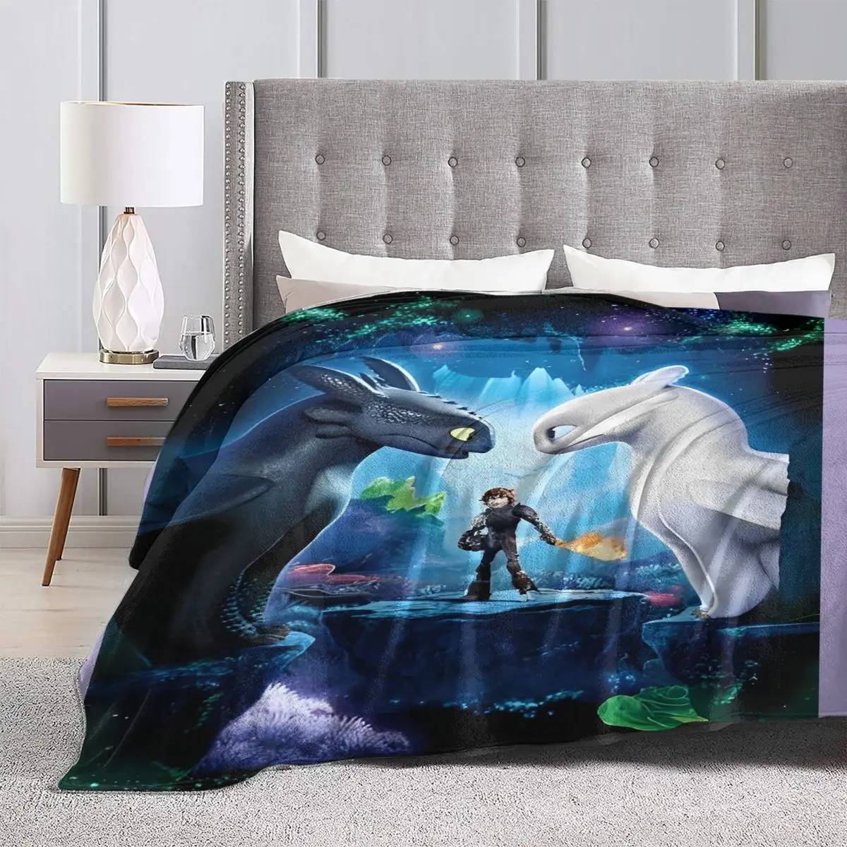 How To Train Your Dragon Flannel Blanket night and light Warm Throw Blanket for Outdoor Travel Funny Bedspread Sofa Bed Cover