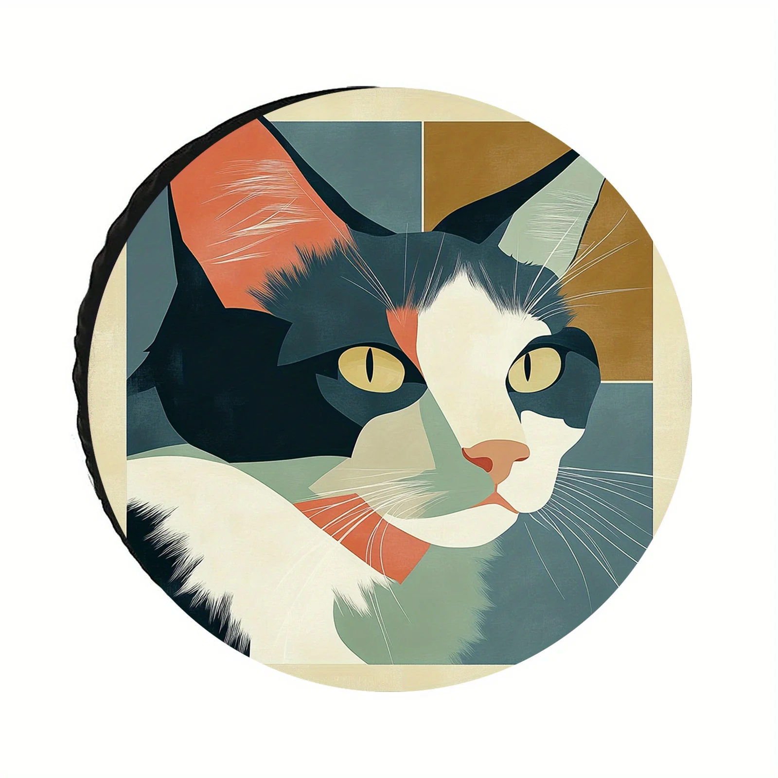 1pc Of Exquisite Printed Spare Tire Cover, Featuring An Abstract Cat Pattern Design. Available In Multiple Sizes, Suitable For