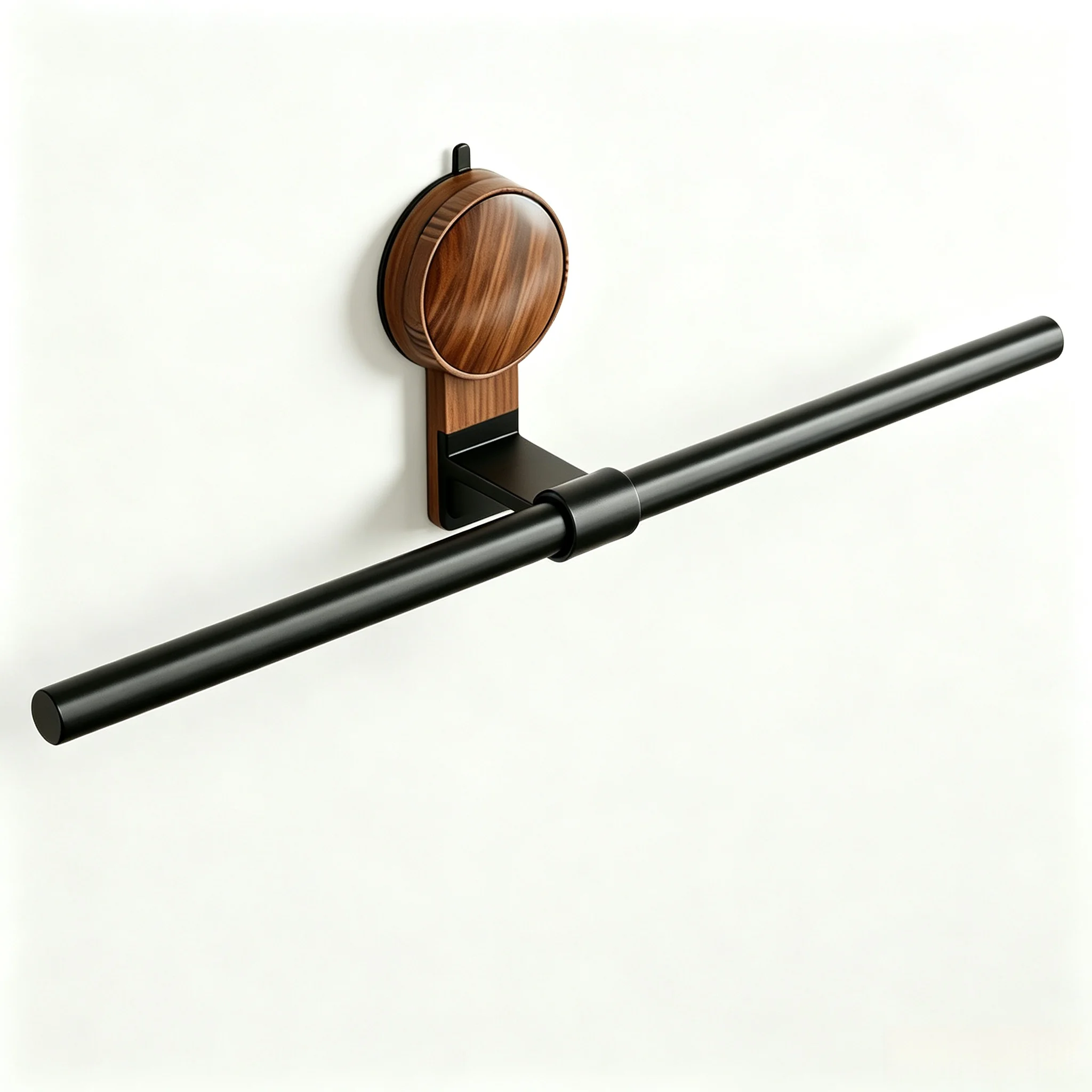 Aluminum Suction Cup Towel Rack for Bathroom with Adjustable Length 30 6.7 11.8cm to 60 6.7 11.8cm Wood Finish