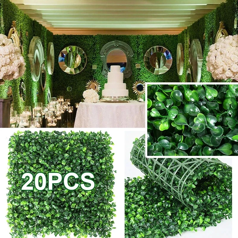 Artificial Plants Grass Wall Backdrop Decoration Boxwood Hedge Panels for Indoor Outdoor Home Garden Balcony Decor Wedding Party