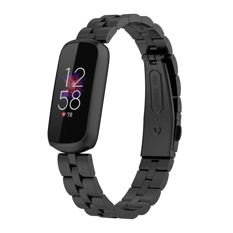 Apropriado para fitbit luxe aço inoxidável metal três grânulo cinto de aço phoebe pulseira de relógio de pulso
