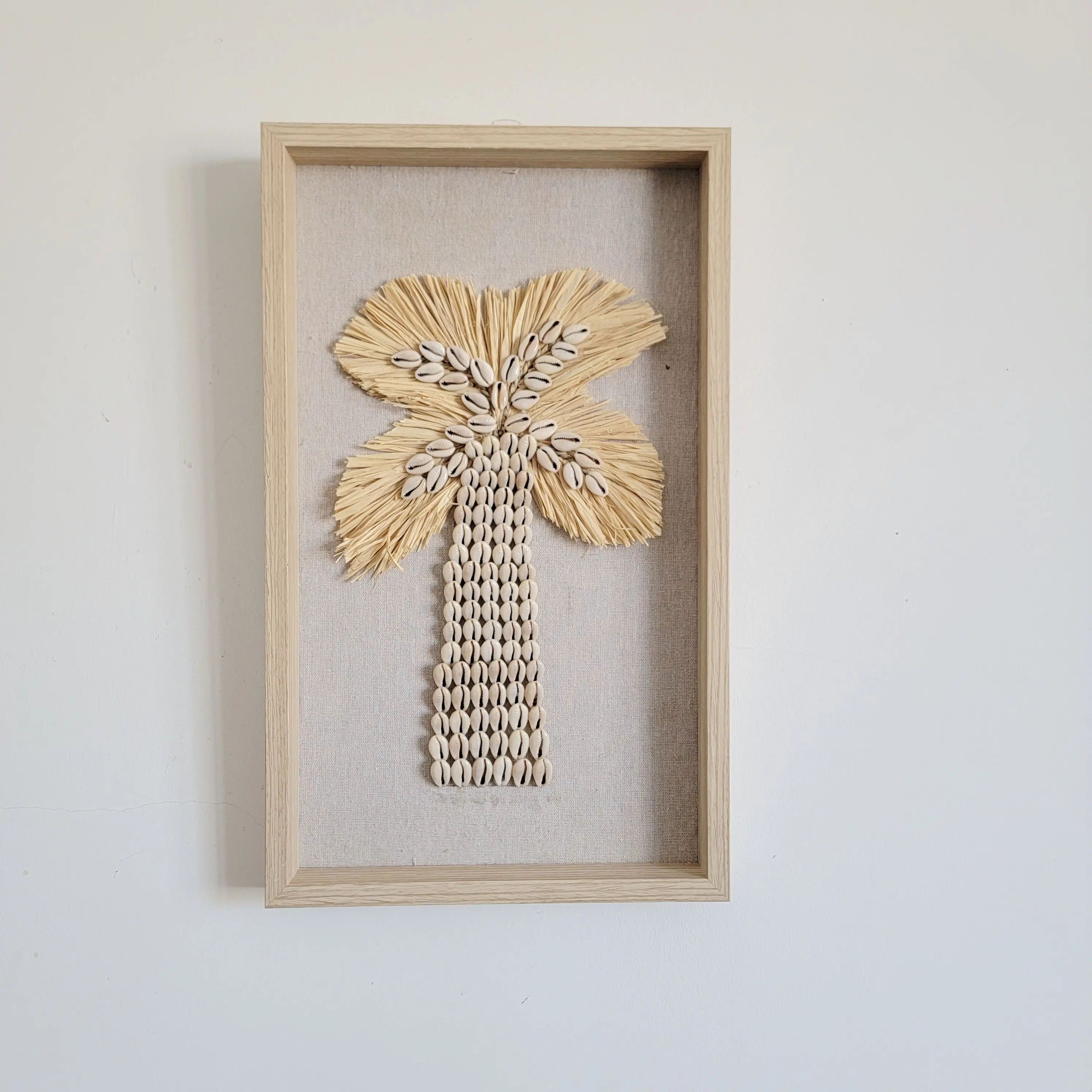 

Boho Hanging Decorative Painting Home Decor Sea Shells Raffia Coco Shell Wall Art Unique Beach Theme Home Accessories