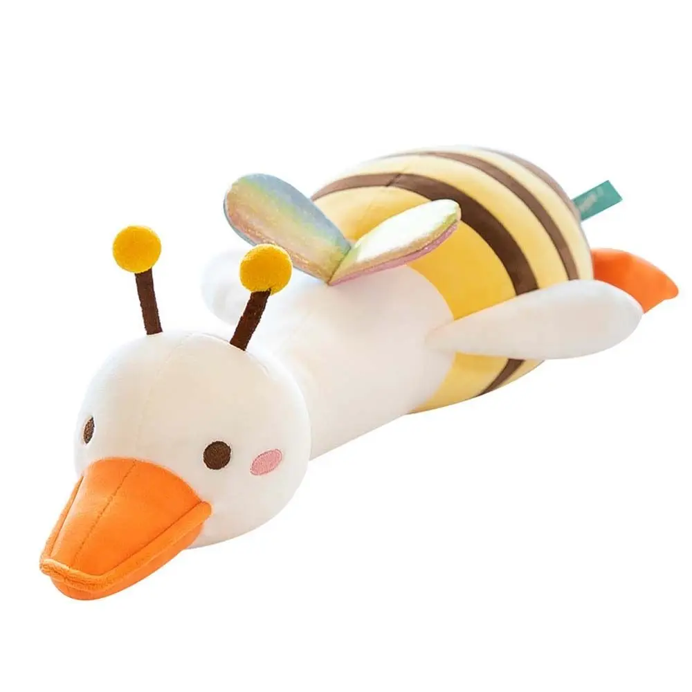 Almohada de peluche de abeja para dormir, juguete de peluche de ganso blanco, almohada para la rodilla, decoración del hogar