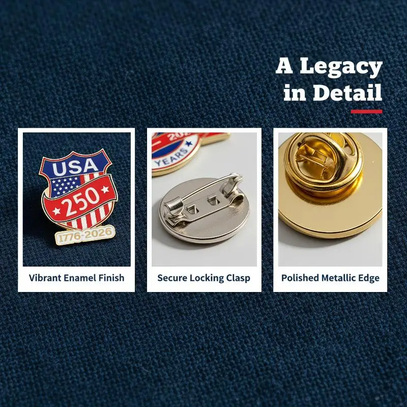 Patriotic USA 250th Anniversary Enamel Lapel Pins 1/5PCS Eagle Design Anti-rust Brooch for Jacket Backpack Hat Decoration Gifts
