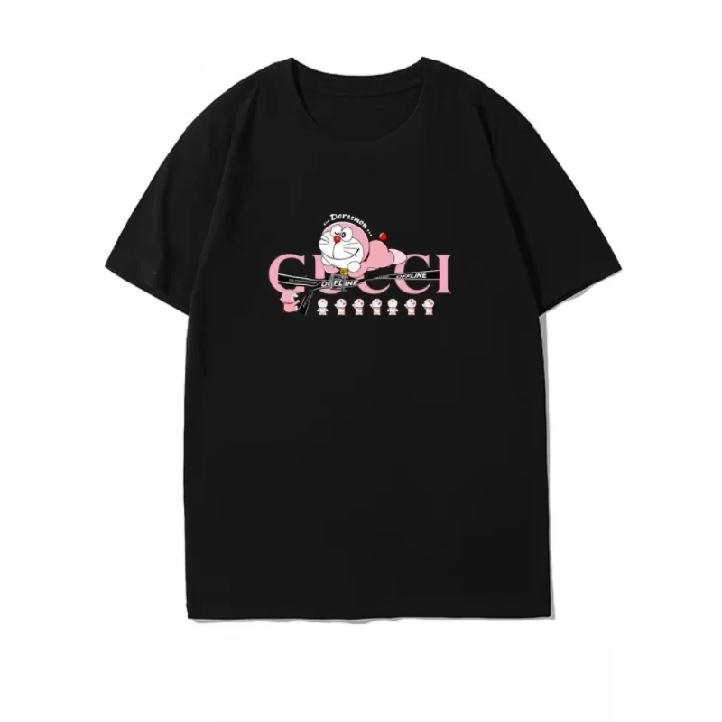 

Футболка из хлопка с принтом 2026 года, модная коллаборация Jingle Cat, свободная, для пар, летняя, с большим принтом, повседневная, с коротким рукавом, в стиле Ins