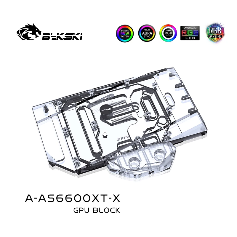 Bykski GPU Water Cooling Block use for ASUS DUAL RX 6600XT O8G OC Edition GPU Card/Full Cover Copper Radiator Block A-AS6600XT-X