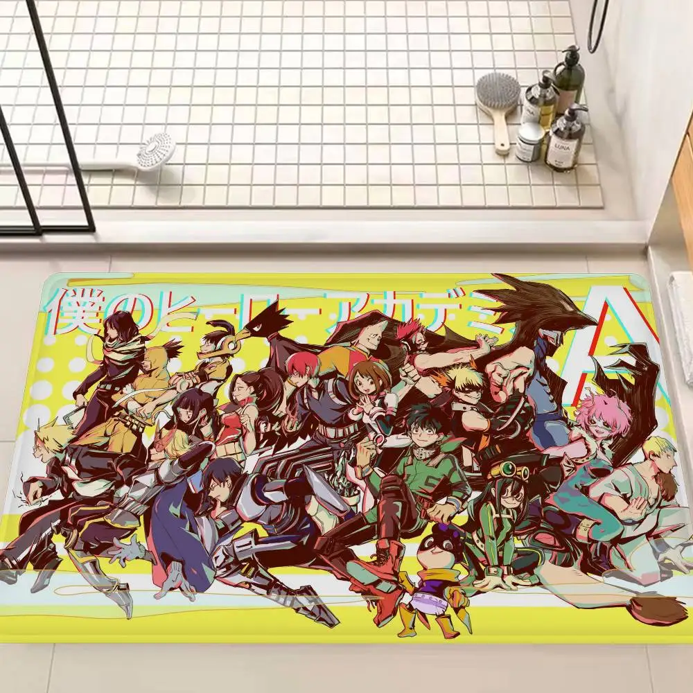 anime M-My Hero A-Academia Door Mat Washable Non-Slip Living Room Sofa Chairs Area Mat Kitchen Doormat Area Rug