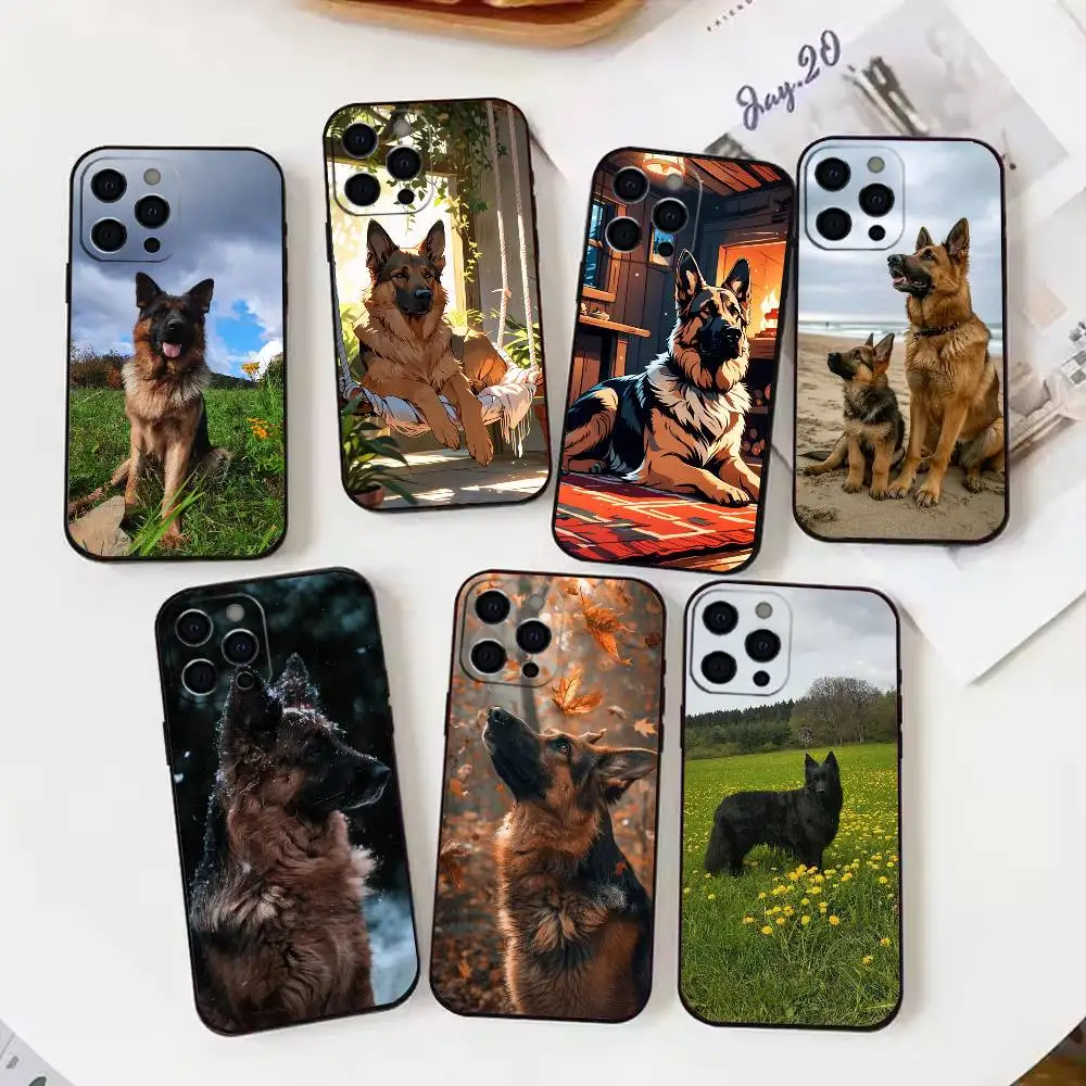 

Beauty G-German S-Shepherd Dog Phone Case For iPhone17,16,15,14,13,12 Plus,Max Soft Silicone Black Cover