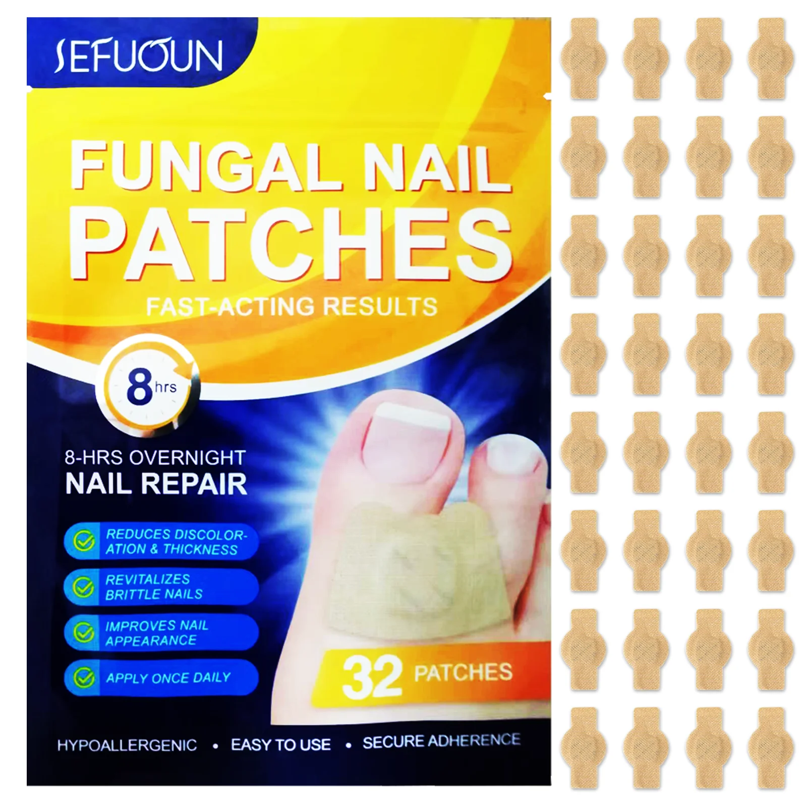 Tabletas para uñas de los pies, productos para el cuidado de las uñas de los pies, 1 paquete de 32 tabletas, 2 paquetes de 64 tabletas, 3 paquetes de 96 tabletas -8 horas de noche n