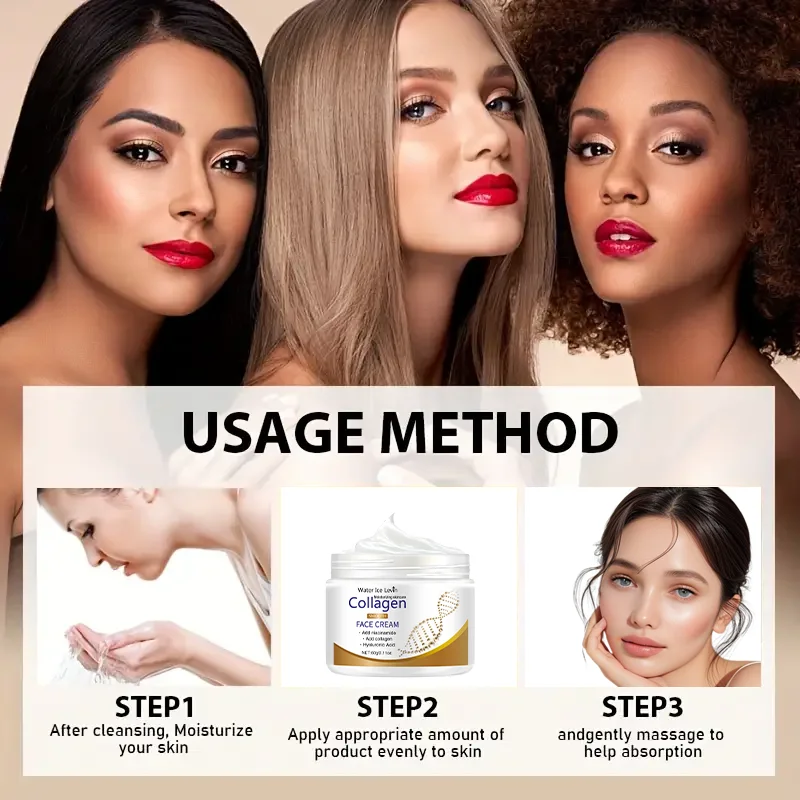 كريم ترطيب الكولاجين ليلاً ونهارًا - زبدة الشيا، التبغ القلوي، ترطيب وفيتامين E - كريم خالي من الكحول لجميع أنواع البشرة