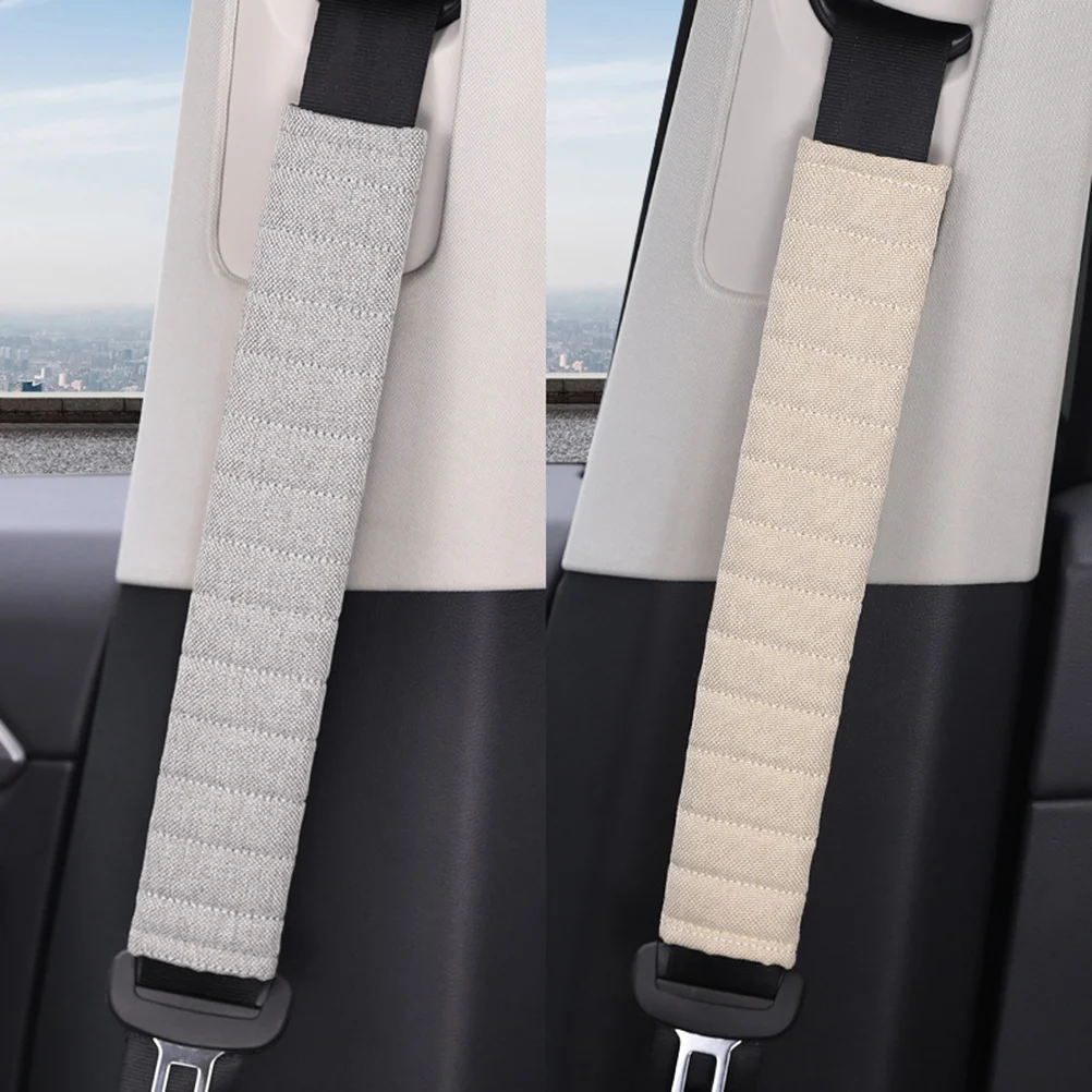 2 PCS Cars Safety Belt Protectors Aldult Auto Seat Cover Cushions Beige Covers