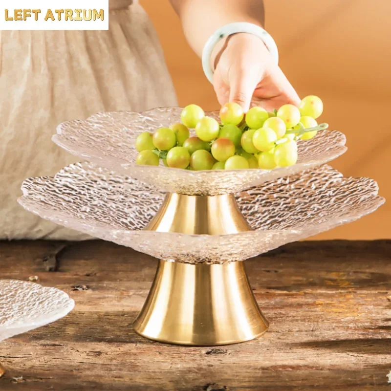 High Foot Glass Plates Fruit Plates Salad Bowl Candy Plate Snack Trays Cake Stands Dim Sum Dish Refreshment Plate Dessert Bowl