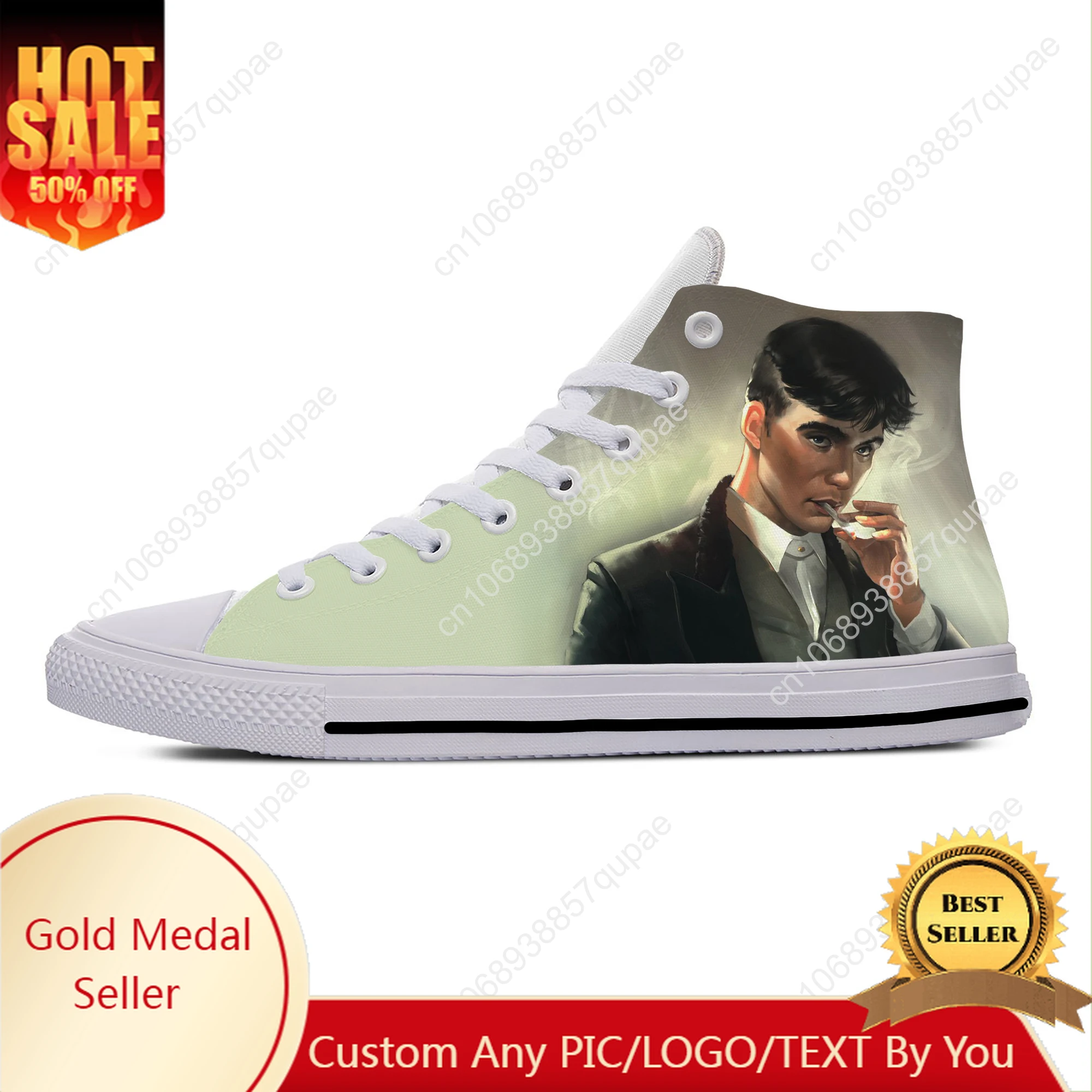 

Peaky Blinders Tommy Shelby Anime Cartoon Manga Casual Cloth Shoes High Top Lightweight Breathable 3D Print Men Women Sneakers