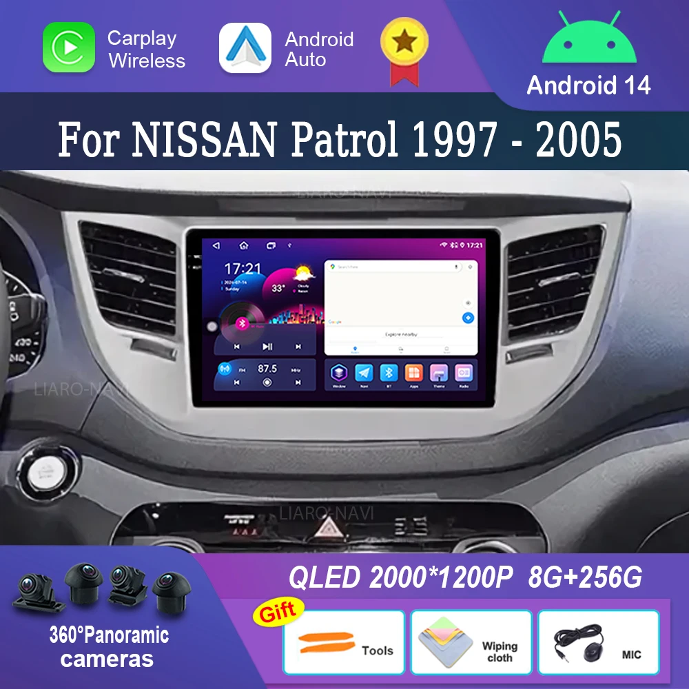 

Автомобильный видеомультимедийный плеер Android 14 WiFi QLED экран для NISSAN Patrol 1997-2005 GPS-навигация 4G Bluetooth автоинструменты