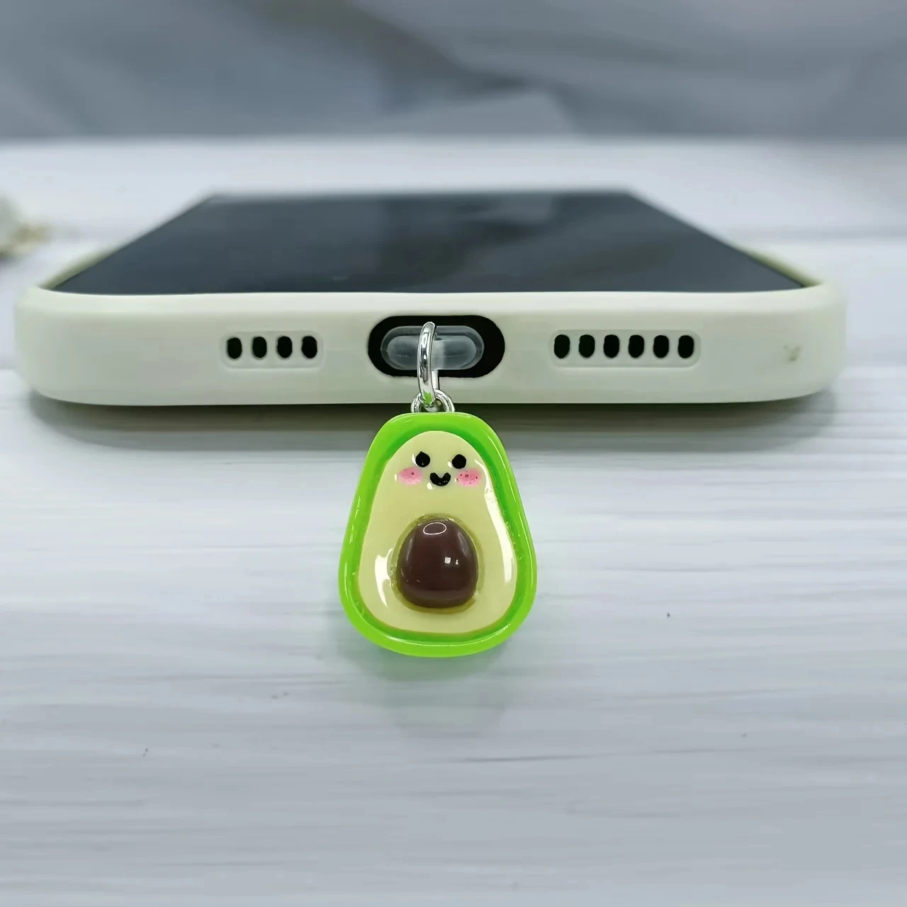 قابس غبار الهاتف العالمي على شكل فاكهة، الليمون، العنب، الكرز، الأفوكادو تصميم واجهة قلادة الزخرفية المقاومة للغبار، ملحقات الهاتف اللطيفة للفتيات #4
