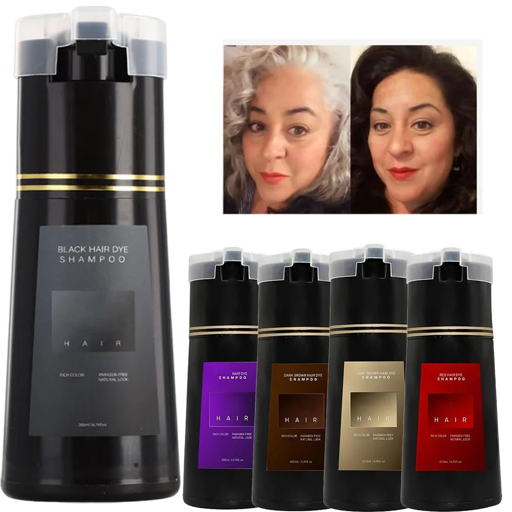 

Шампунь для черных волос 3-в-1 для седых волос, натуральная травяная краска для волос для женщин и мужчин, питательный безопасный шампунь для ухода за волосами