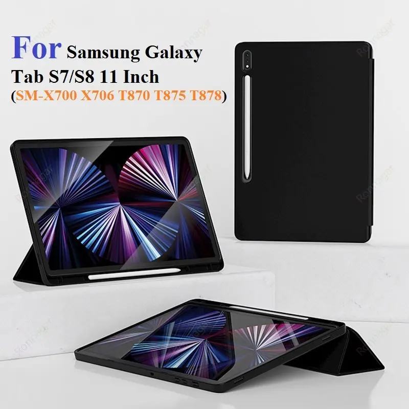 

Tablet Funda Case for Samsung Galaxy Tab S7 S8 11 inch Smart Auto Sleep/Wake up With Pencil Holder SM-X700 X706 T870 T875 T878