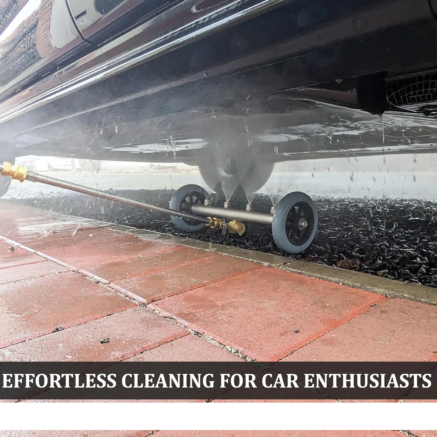 5000PSI Car Chassis High Pressure Washer 16in Electric Car Washing Locomotive Bottom Water 1/4 Broom Extension Rods 4Spray Holes