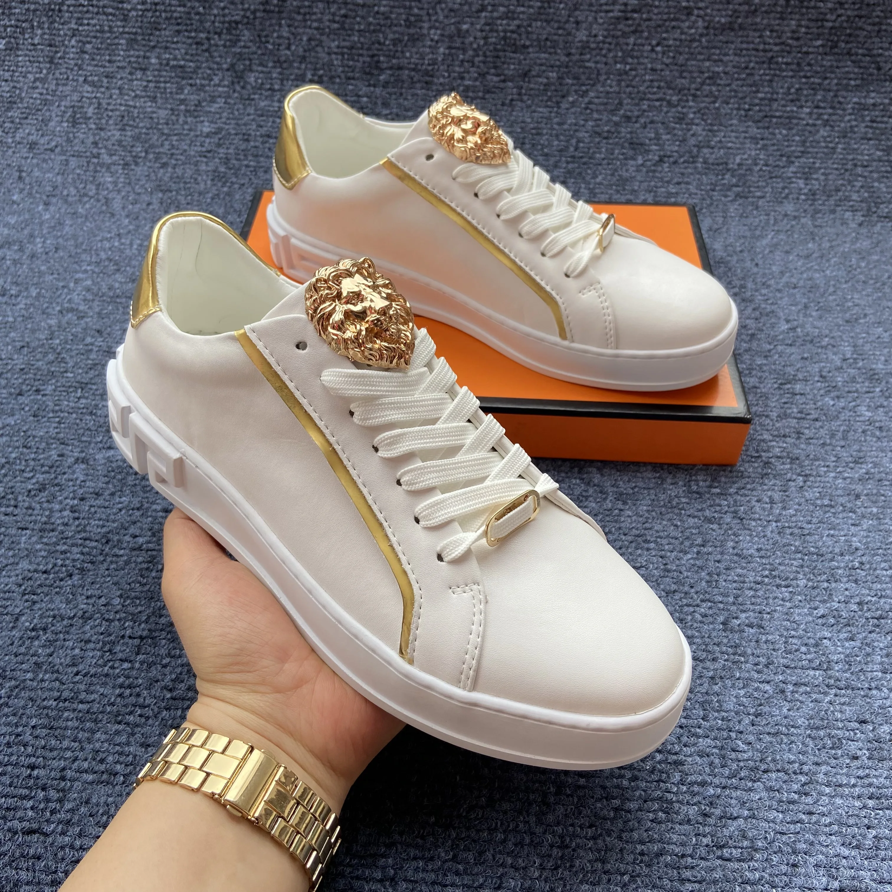 

Мужские кроссовки и повседневная обувь бренда Lion Head, дизайнерская женская обувь, кожаные белые кроссовки для мужчин, кроссовки для скейтбординга