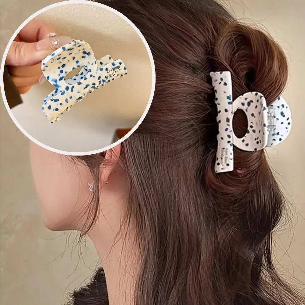 

Fashion French Acetate Print Small Hair Claw Sweet Cute High Ponytail Hair Clip Simple Geometry Acetic Acid Shark Clip Headwear