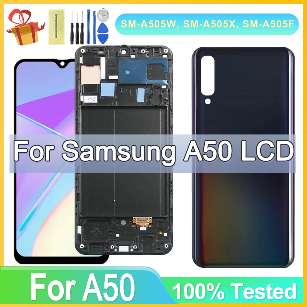 

100% протестированный для Samsung A50 SM-A505FN/DS A505F/DS A505, ЖК-дисплей, сенсорный экран, дигитайзер с рамкой для Samsung A50 LCD