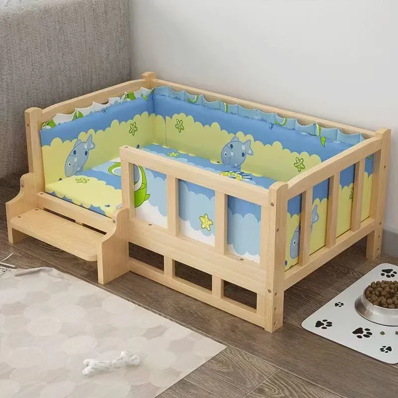 Dog bed Solid wood Teddy Golden Retriever kennel Clearance Upper and lower bunk Second floor Wooden removable and washable