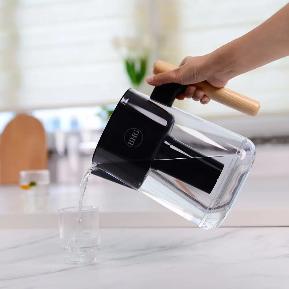 

Water filter jug ​​with wooden handle, 7 cups, digital timer indicator, black