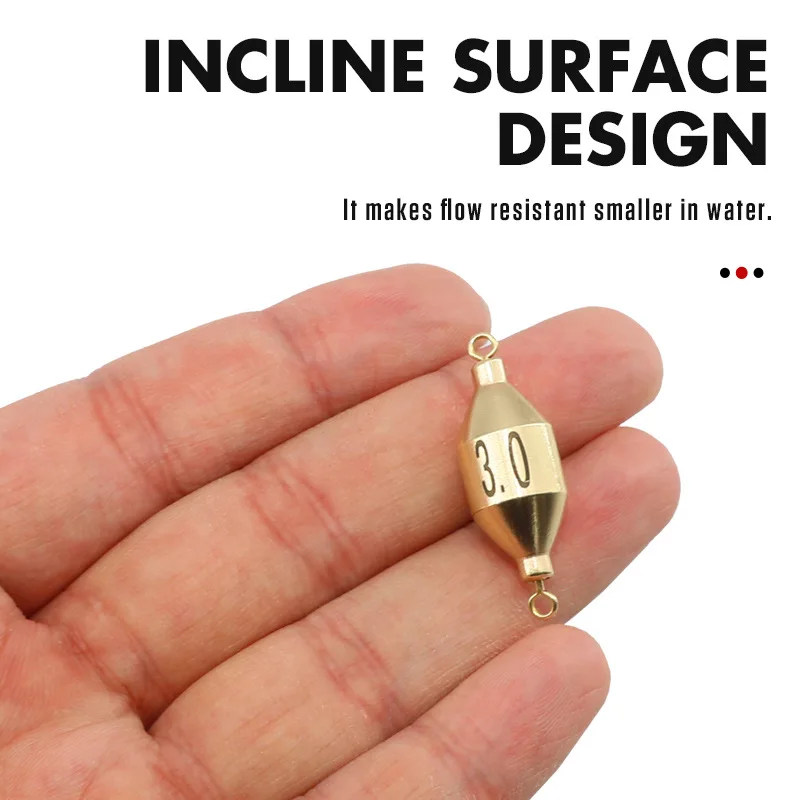 Brass Sinker Fishing Tackle Accessories Anti-Corrision 360 Degree Rotation Two Swivels Copper Weight Down Sinker Incline Surface