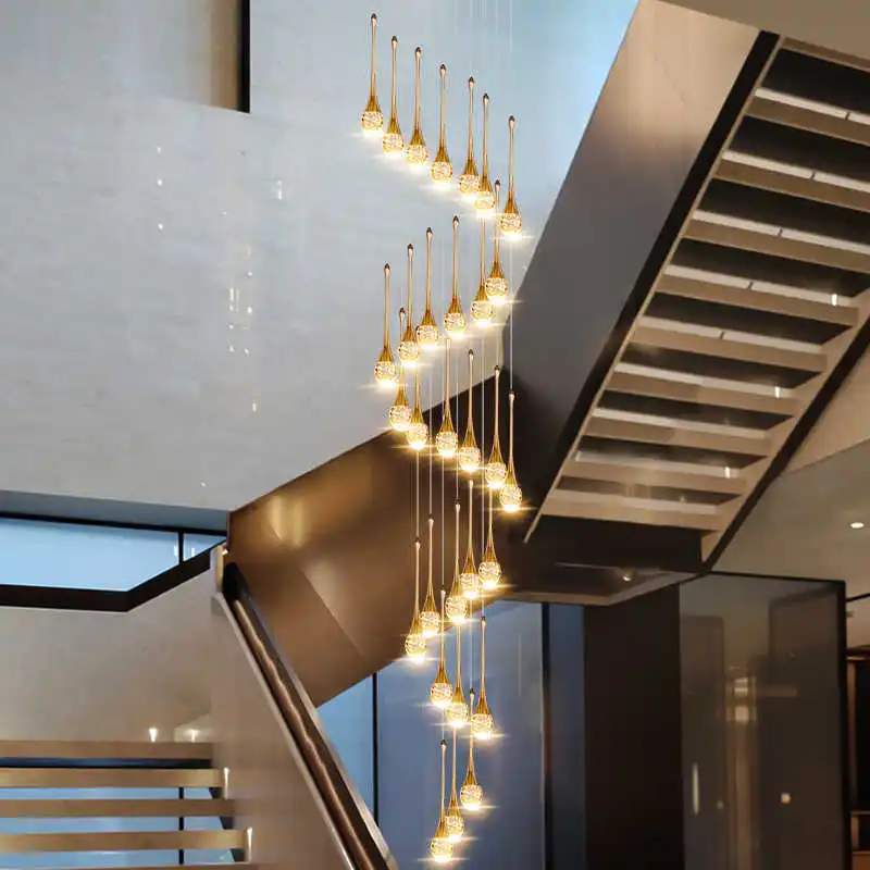 

Modern Luxury Crystal Chandelier Home Decoration Villa Staircase Pendent Lamp Living Room Bedroom Pendent Light Indoor Lighting