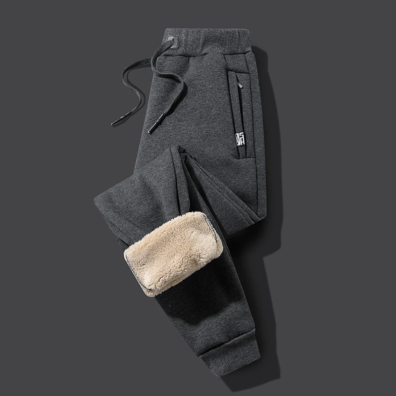 

Men Fashion Joggers Windproof Casual Pants Men Plus Fleece OverSize Trousers Pants Men Winter Lambswool Warm Thicken Sweatpants