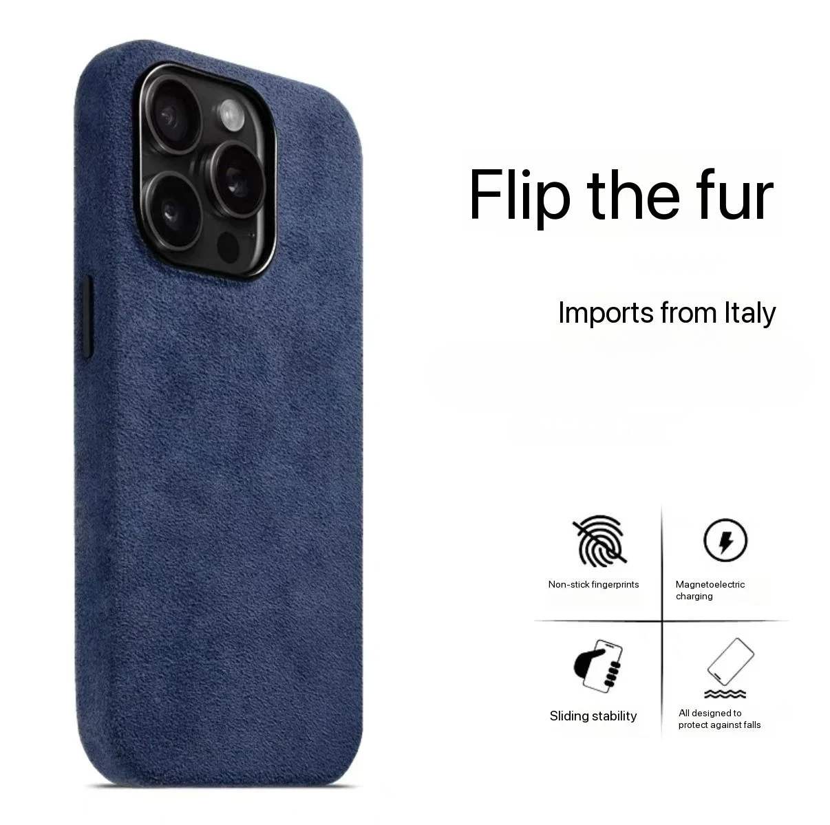 Italiaanse Flip Fur Magnetische Case voor iPhone 16 15 Pro Max 17 Magnetische Telefoonhoes Luxe Supercar Suède Lederen Achterkant Hoesjes Ins Shell