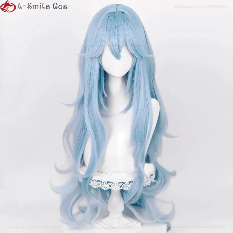Wig Cosplay Ayanami Rei Anime Berkualitas Tinggi 2025, Panjang 100cm, Warna Biru Cyan Keriting, Tahan Panas, untuk Pesta Halloween + Wig Cap