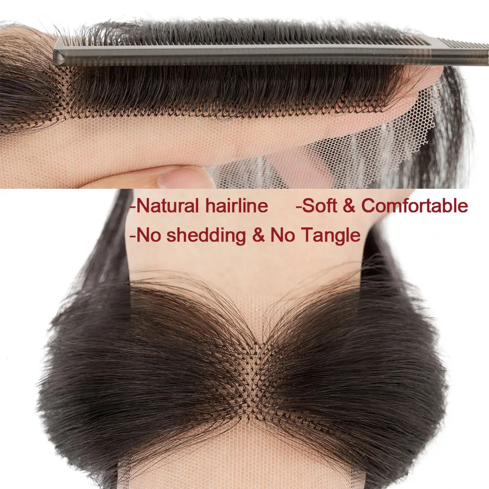 SEGO 0.75” X 6.25” Natural Human Hair Full Lace Hand-Tied Front Hairline For Women Human Hair Patches 10\